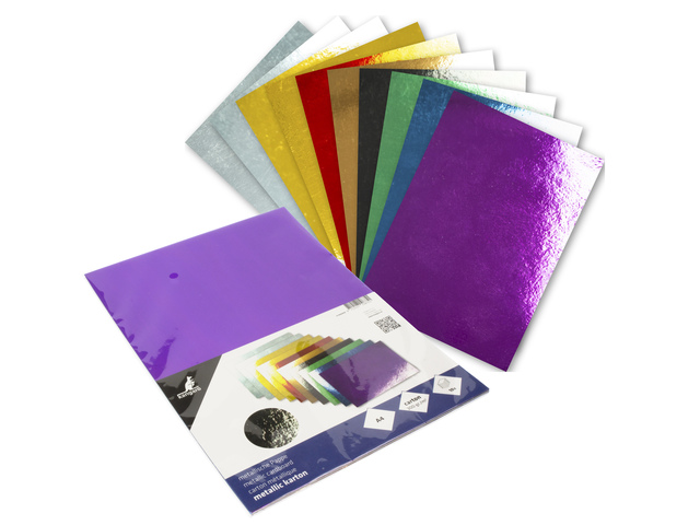 Metallic karton Kangaro pak 10 vel A4 assorti kleuren 300 gr