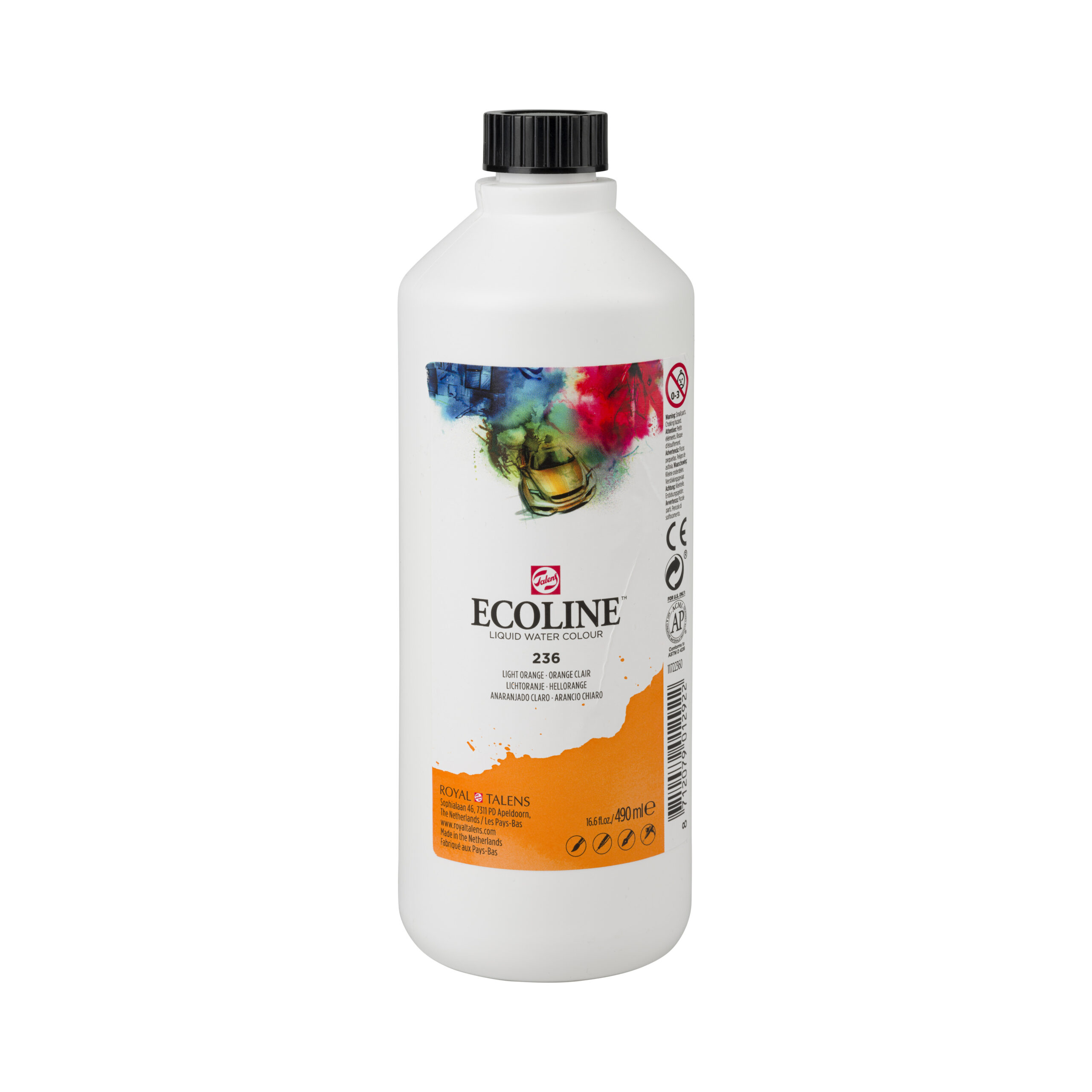 Ecoline Vloeibare Waterverf Fles 490 ml Lichtoranje 236