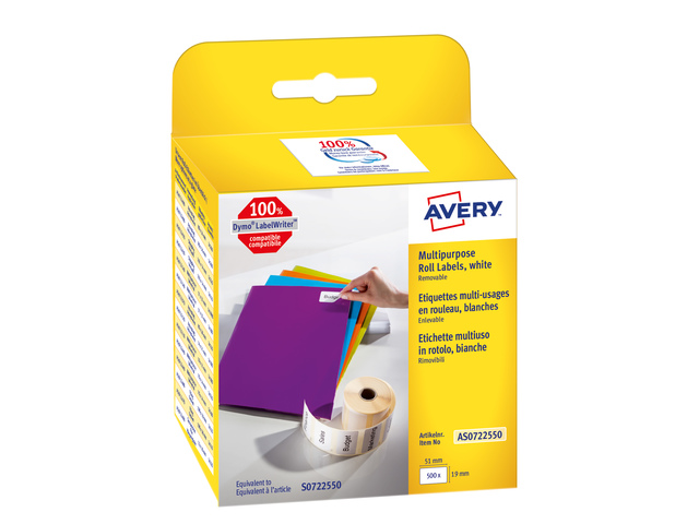 Etiket Avery universeel afneembaar 500x oprol 19x51mm