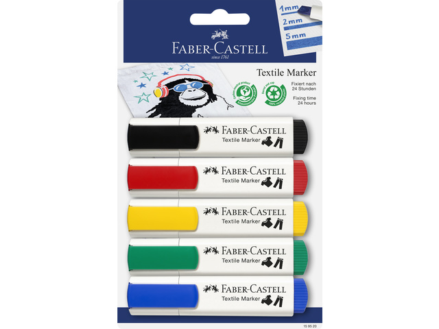Textiel marker FC 5st. assorti op blisterkaart