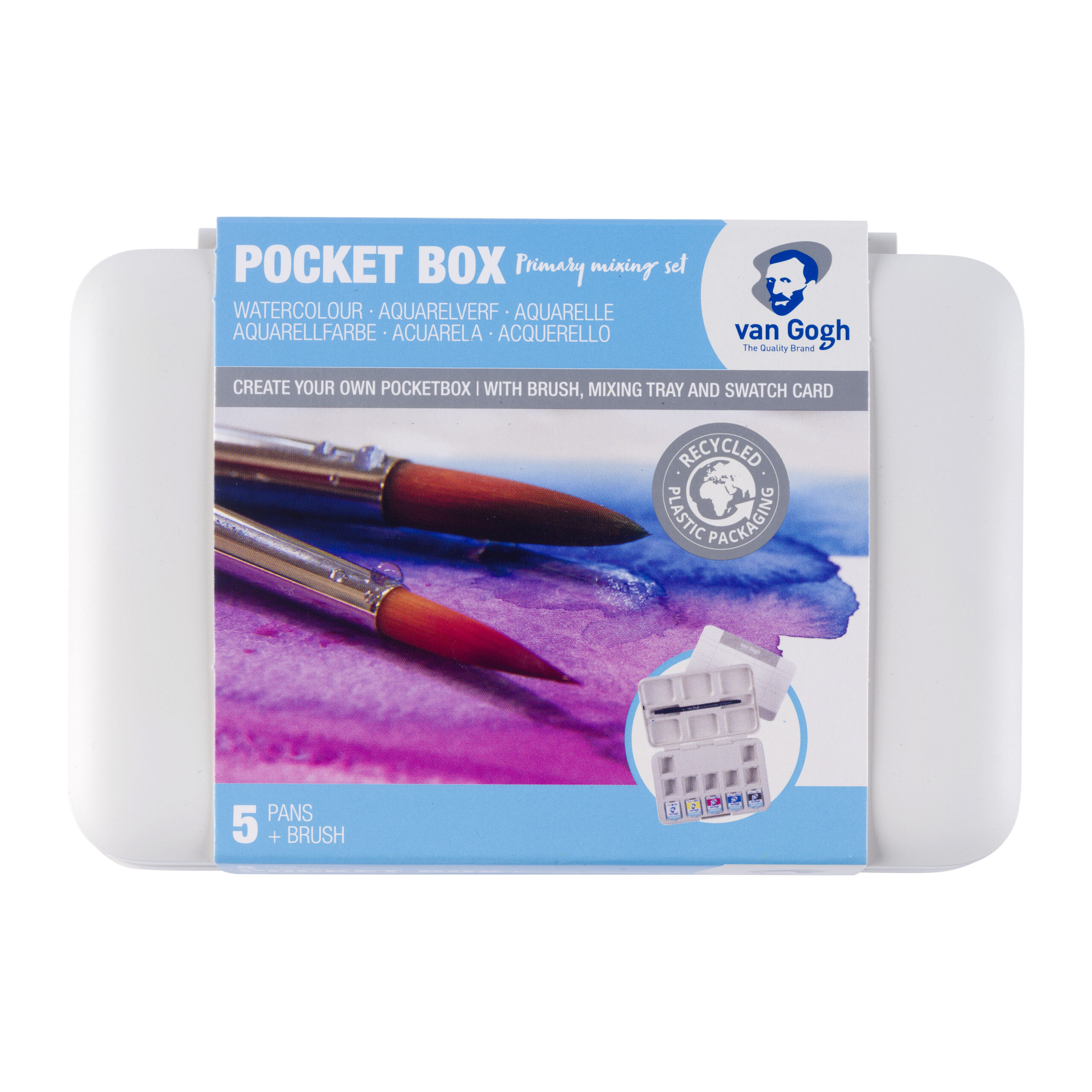Van Gogh Aquarelverf pocket box primaire mengset | 5 halve napjes + 7 lege plekken