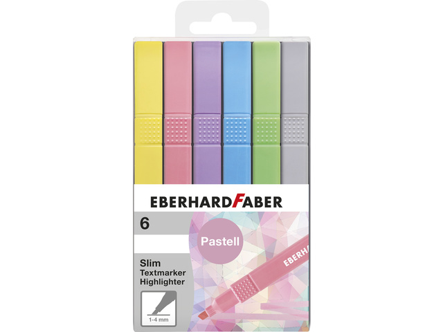 Tekstmarker EFA Pastel 6st. vierkant in etui