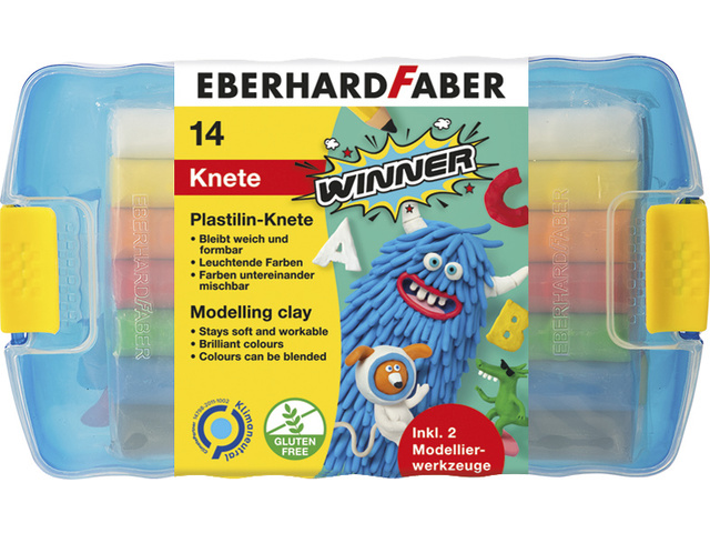 Boetseerklei EFA 7x2 kleuren in plastic bewaardoos met 2 sp