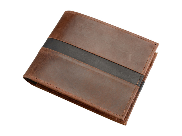 Portemonnee Pride & Soul leer bruin, opbergvak paspoort