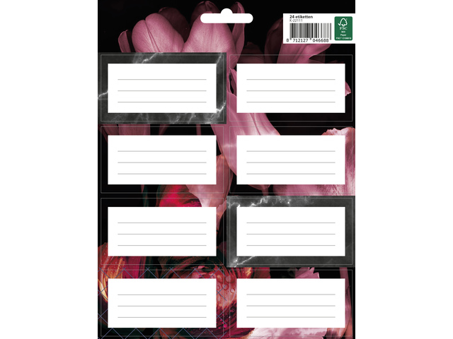 Boeketiket Classy Black 7.5x5cm pak a 24 etiketten