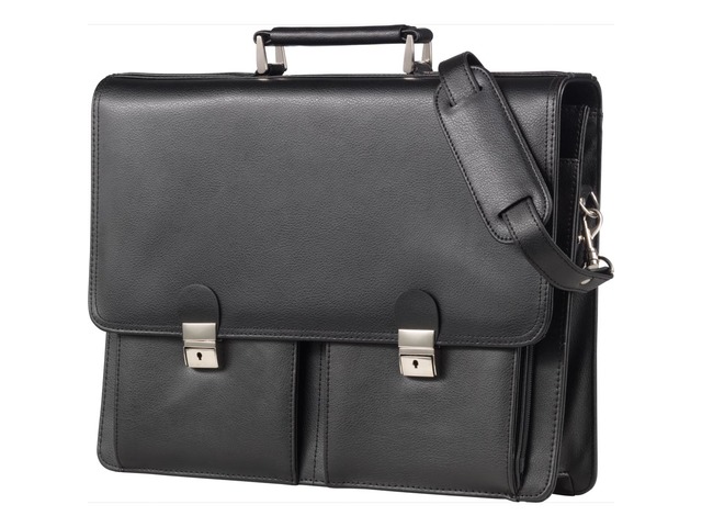 Aktetas Alassio VENETO leer 32 × 42 × 15 cm zwart