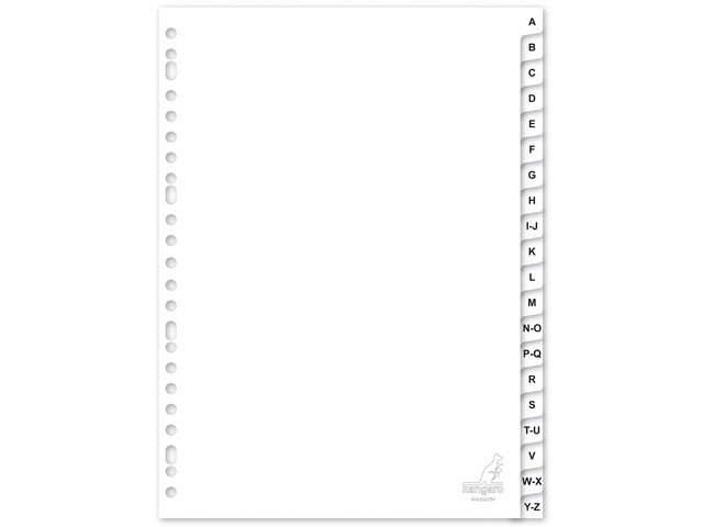 Tabblad Kangaro A4 letters PP 120 micorn 23r. 20dlg wit