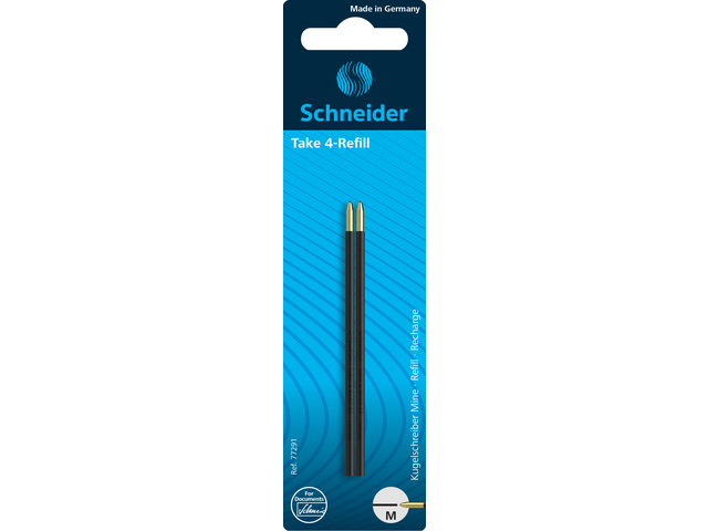 Balpenvulling Schneider Take 4 blister 2 stuks M zwart