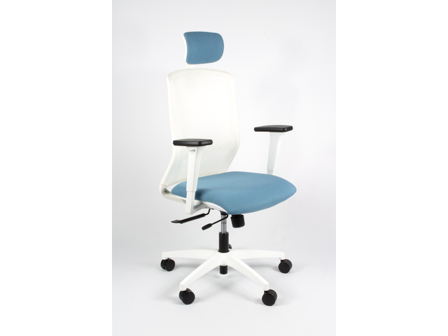 Bureaustoel Linea Tekna White 01/PT l.blauw/wit met 3D
