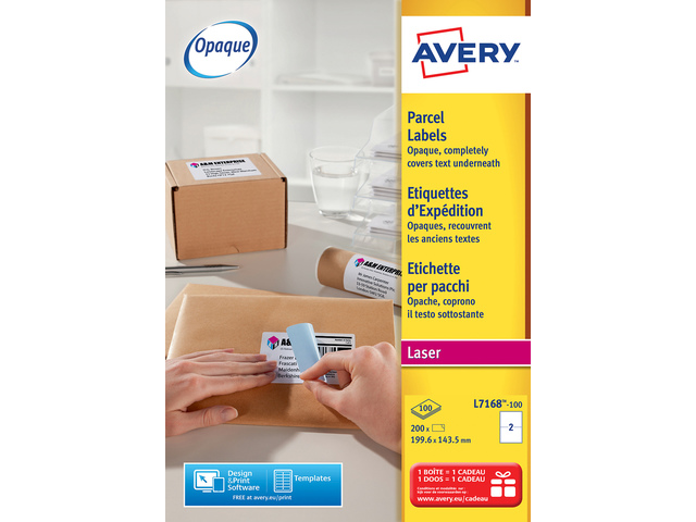 Verzendetiket Avery Quick-Peel 199,6x143,5mm wit doos 100 vel