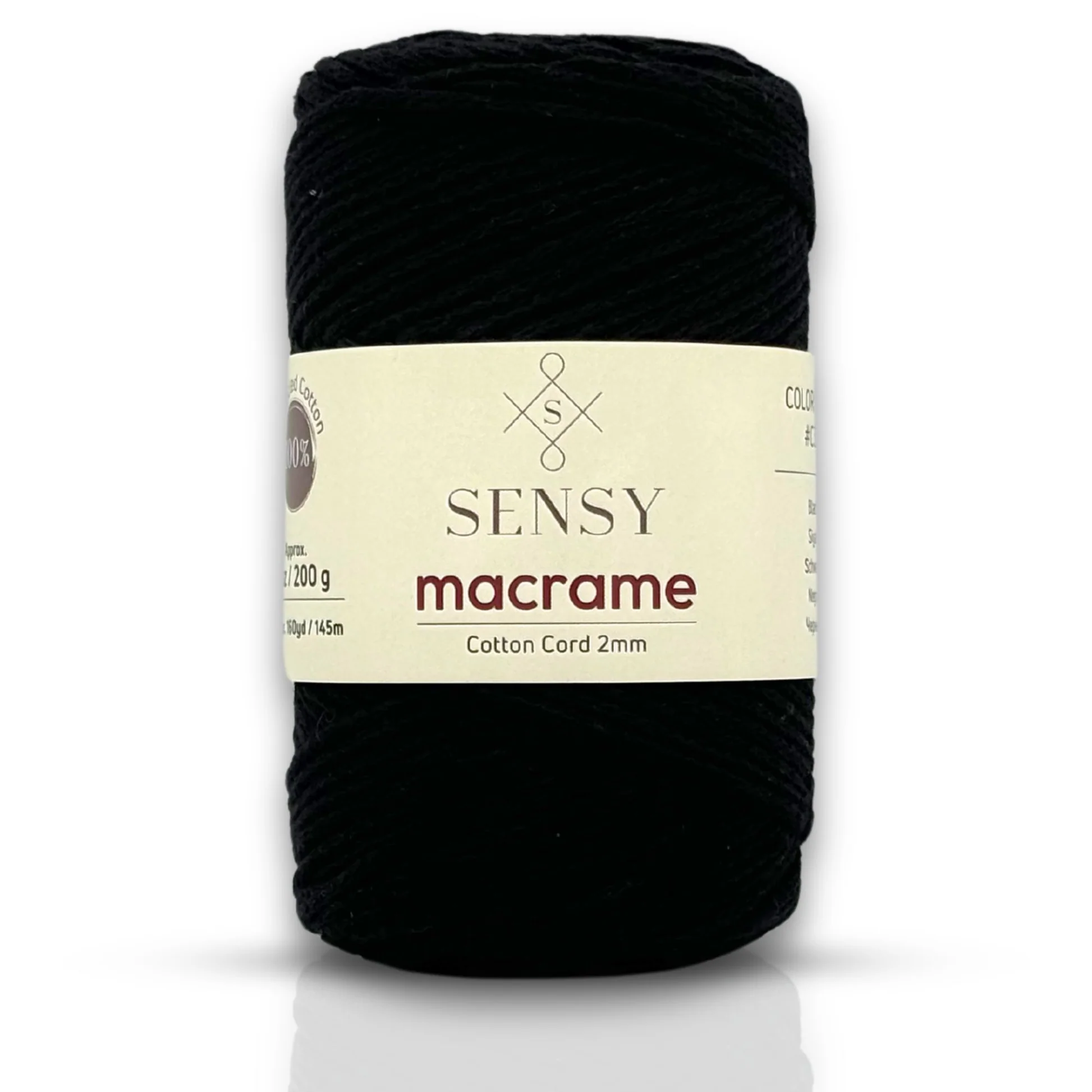 Macrame zwart 2mm