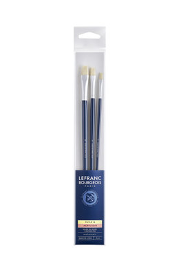 Lefranc Bourgeois Set van 3 penselen (plats n°4/8/12) - Lange steel