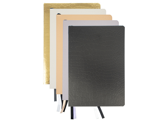 Notitieboek Pure Croco A5 lij pak a 5 stuks assorti kleuren