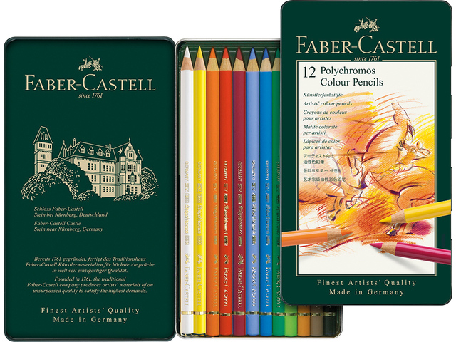 Kleurpotlood Faber-Castell Polychromos 3,8mm kerndikte etui Γ 12 stuks