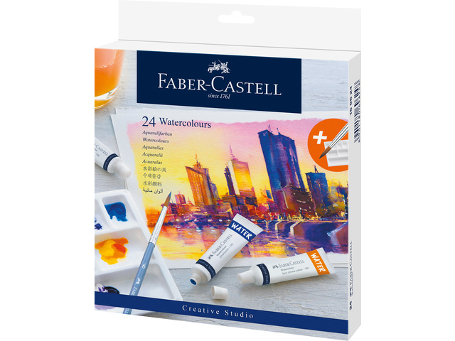 Waterverf FC 24st. Ass. kleuren incl. palet en penseel
