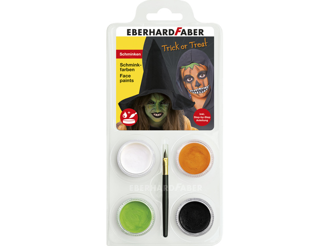 Schminkset EFA Pompoen/ Heks wit, oranje, groen, zwart