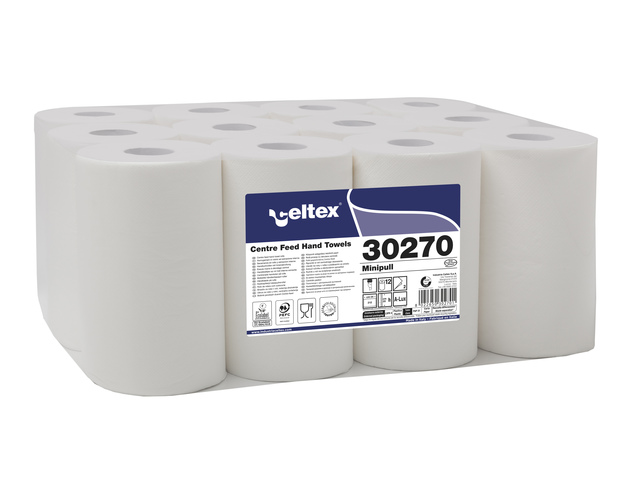 Poetspapier Celtex Centerfeed Mini 2-laags wit 72 meter