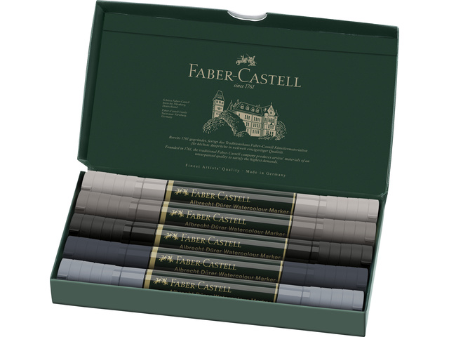 Aquarel marker Faber-Castell Albrecht Dürer, doos á 5 stuks Grey tones