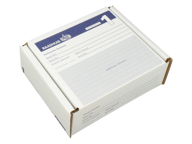 Postpakketdoos 1 Raadhuis met bedrukking 146x131x56mm 5 stuk