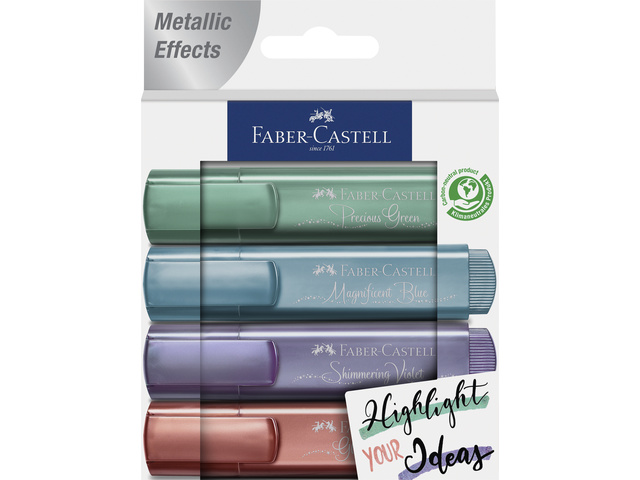 Tekstmarker FC metallic etui 4 delig (koper, groen,