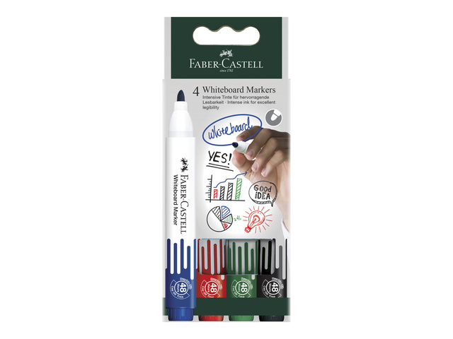 Whiteboardmarkers FC set 4 stuks zwart,groen,rood,blauw
