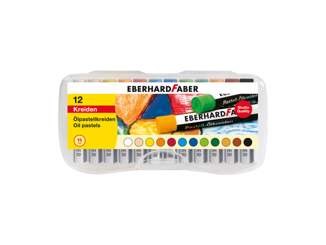 Oliepastelkrijt EFA 11mm plastic doos 12 st assorti