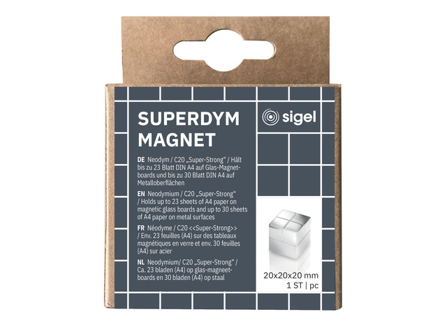 Magneet Sigel 20x20x20mm C20 supersterk zilver 1 stuks