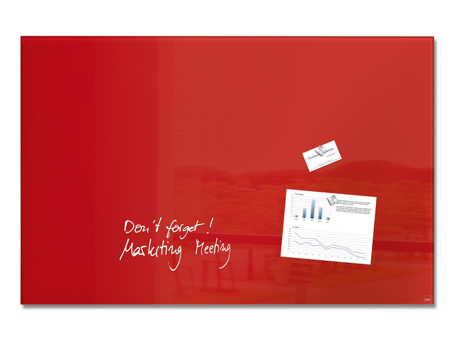 Glasmagneetbord Sigel rood 1000x650x15mm 3 magneten + bev