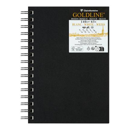Clairefontaine Carnet Goldline spiraal 50F 140g Wit