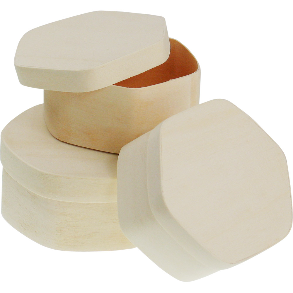 Meyco Zeshoekig Hout doos - 90x96 mm, H:45 mm
