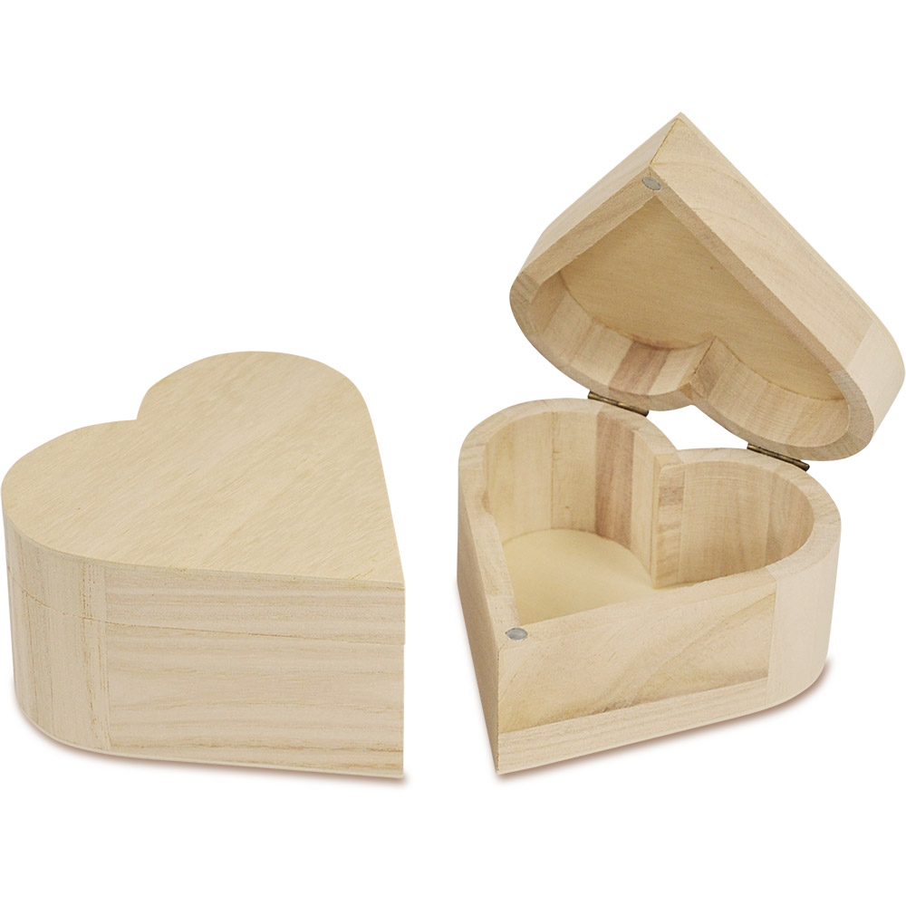 Hout doos hart 6x 10,5x11cm