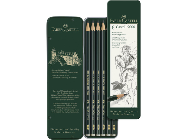 Potlood FC 9000 etui a 6 stuks HB/B/2B/4B/6B/8B