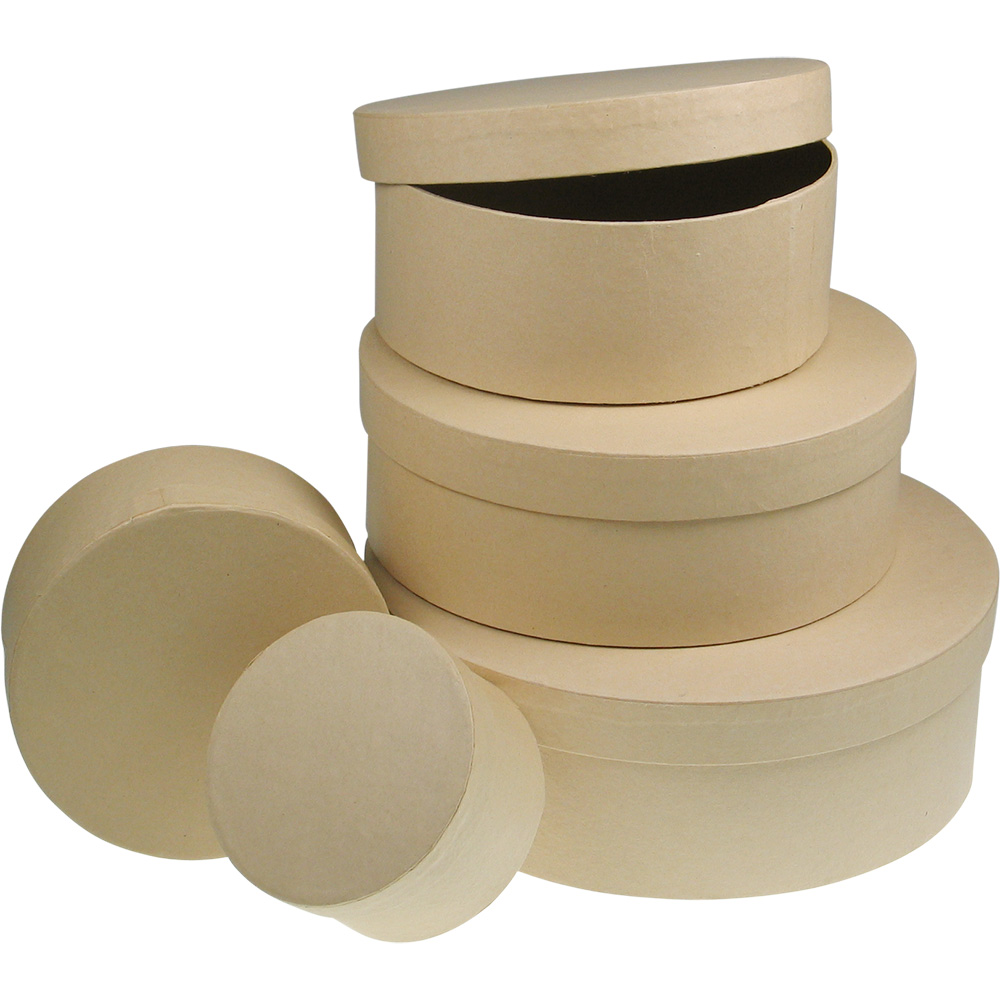 Ronde Kartonnen Opbergdozen Set van 5 – Naturel – Verschillende Maten