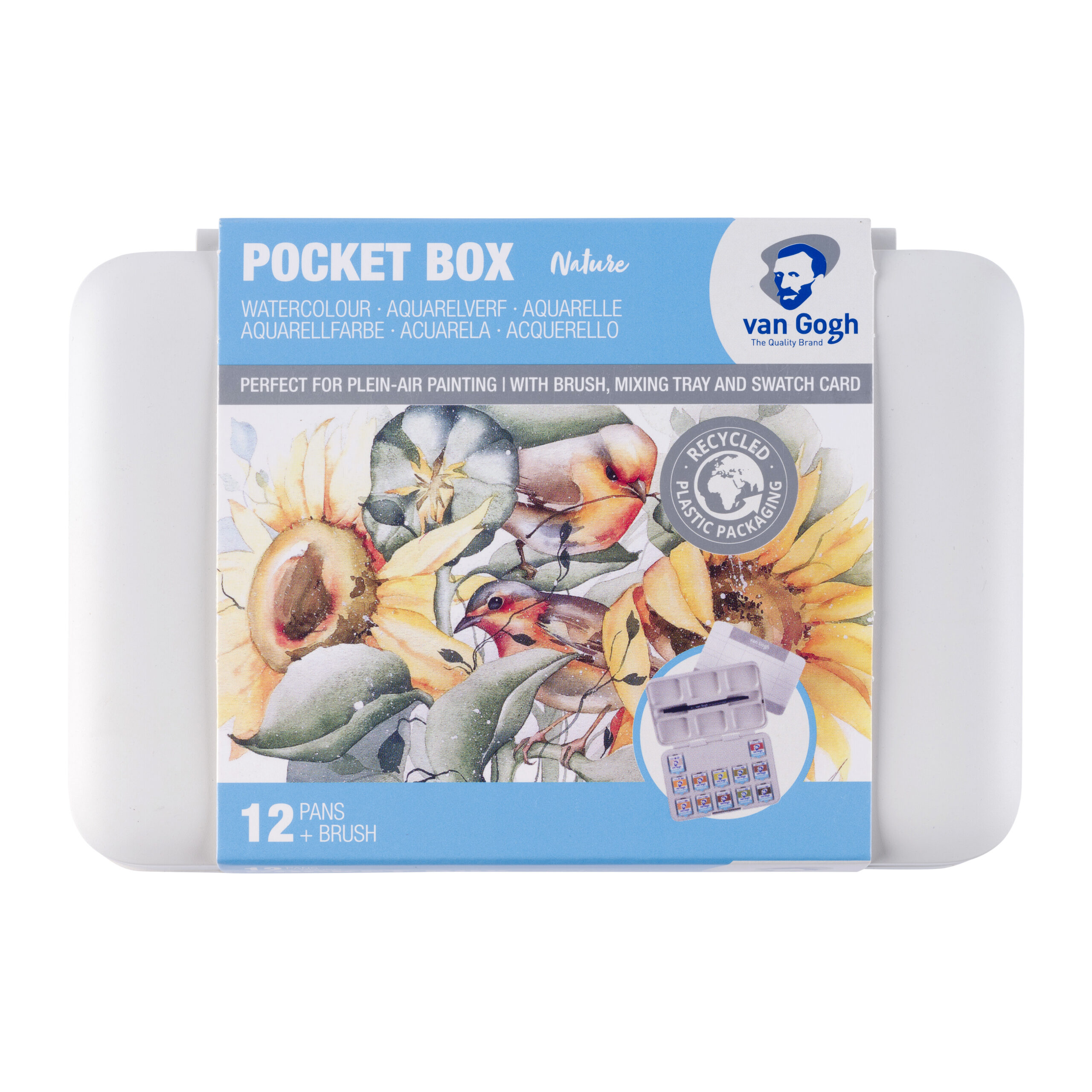 Van Gogh Aquarelverf pocket box natuurtinten met 12 kleuren in halve Napjes