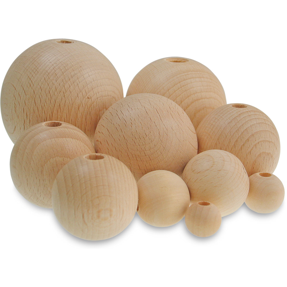 Houten ballen geboord 60mm,