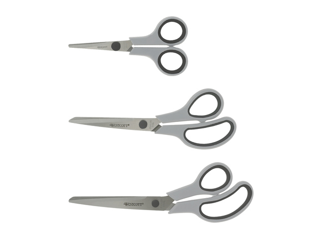 Scharenset Westcott Easy grip 3dlg 14/20/24,5cm licht grijs/