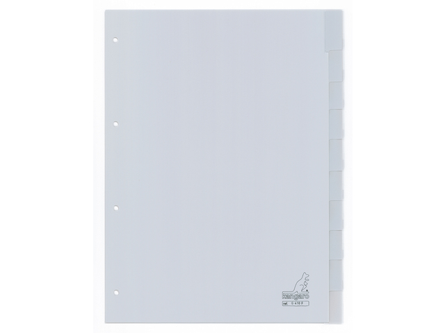 Tabblad Kangaro A4 venster PP 120 micron 4r. 10dlg grijs
