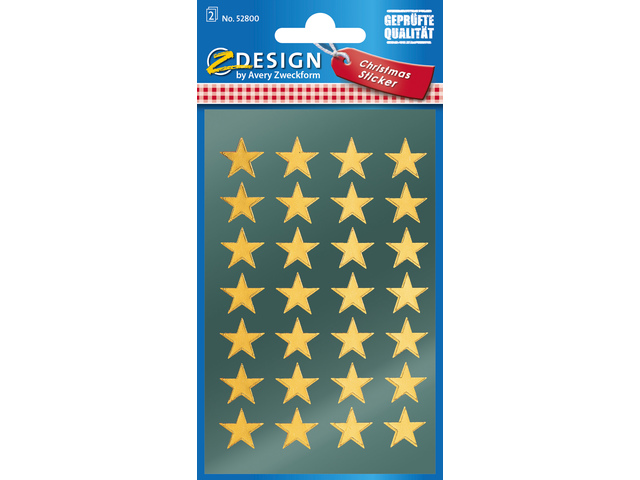 Etiket Z-design Christmas pakje a 2 vel gouden sterren - AV-52800