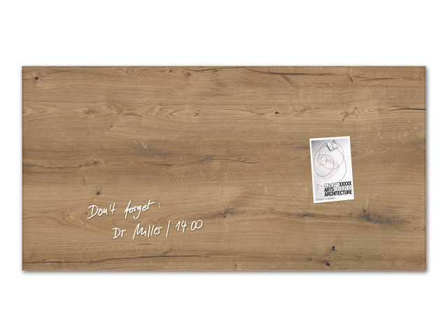 Glasmagneetbord Sigel Natural Wood 910x460x15mm 3 magneten