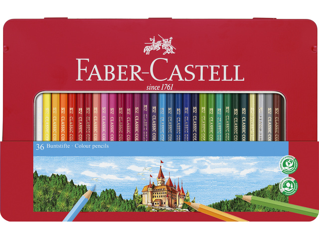 Kleurpotlood FC Castle zeskantig metalen etui à 36st.