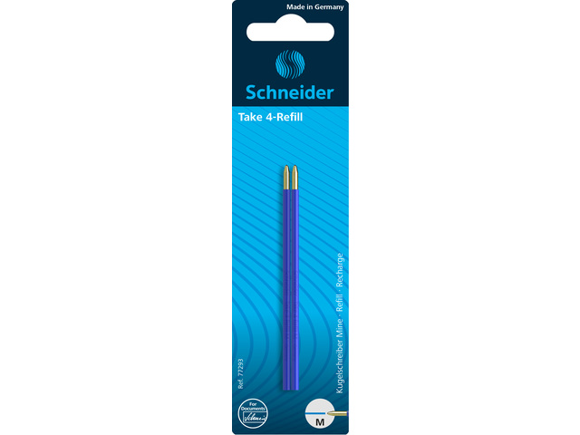 Balpenvulling Schneider Take 4 blister 2 stuks M blauw