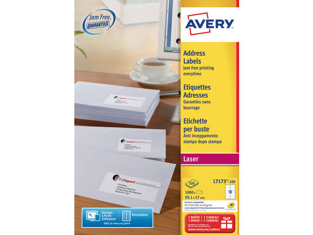 Adresetiket Avery Quick-Peel 99,1x57mm wit doos 100 vel