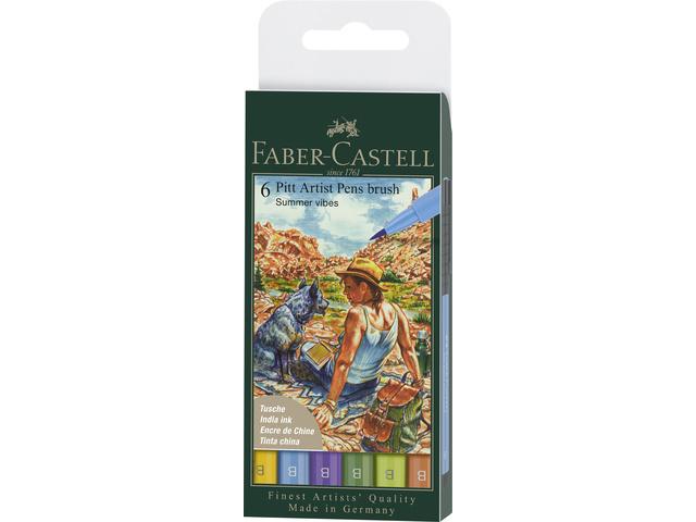 Tekenstift Faber-Castell Pitt Artist Pen Brush etui 6 stuks Summer