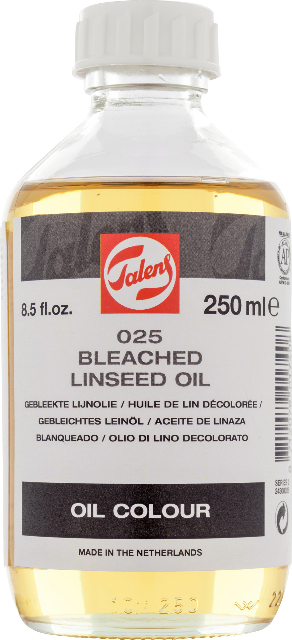 Talens Gebleekte Lijnolie 025 Fles 250 ml