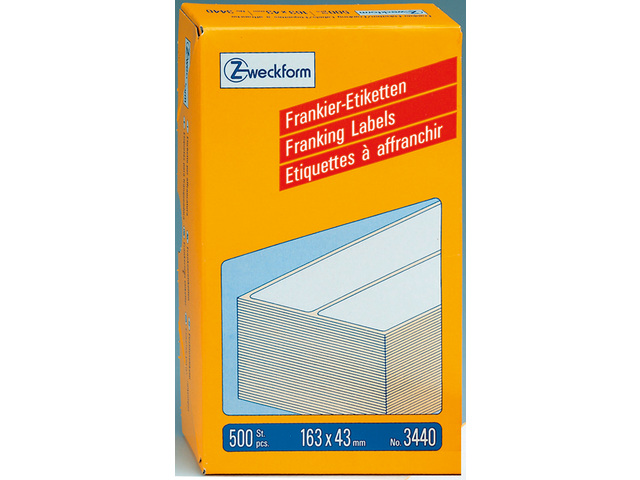 Frankeeretiket Zweckform wit 163x43mm 2 et. per vel 250 vel