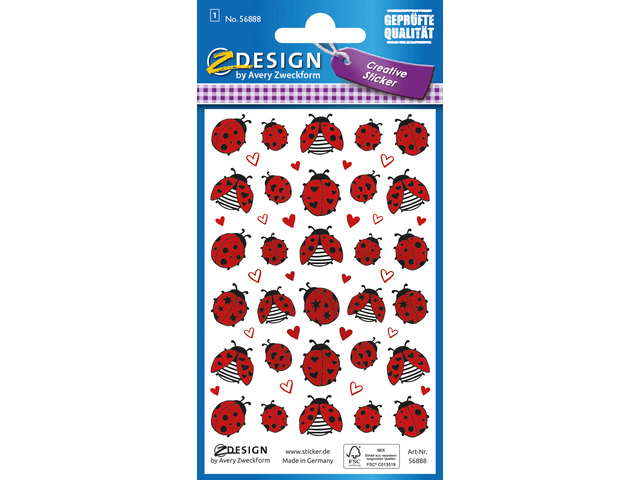 Papieretiket Z-design Creative pakje a 1 vel lieveheers-