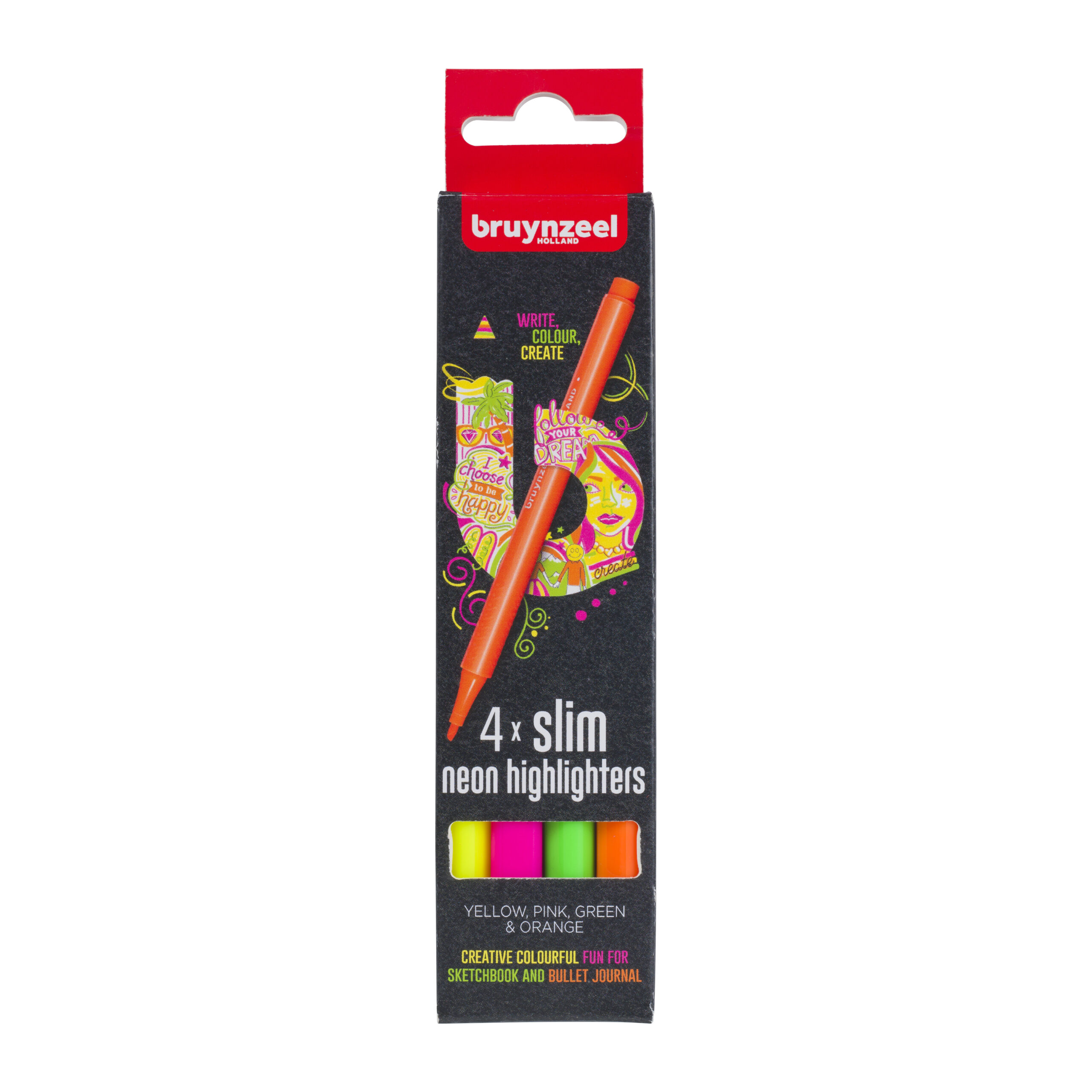 Bruynzeel Highlighters smal set 4 kleuren