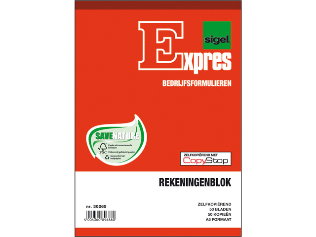 Rekeningblok Sigel Expres zelfkopierend A5 2x50 blad