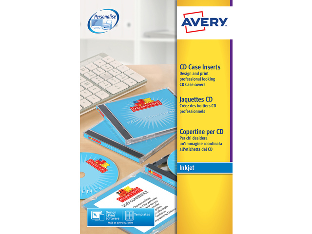 CD-inlegkaarten Avery 151x117 mm wit mat doos 25 vel 2 krt p