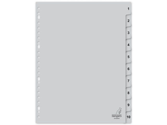 Tabblad Kangaro A4 cijfers PP 120 micron 23r. 10dlg grijs - G410CM-B
